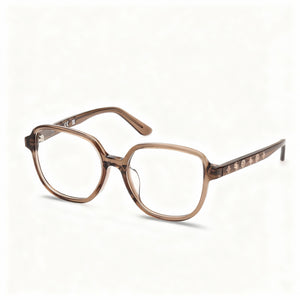 Guess Shiny Dark Brown Rectangle Eyeglasses for Men, Acetate frame