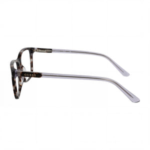 GUESS Rectangle Eyeglasses Women — side view, Brown Acetate temples