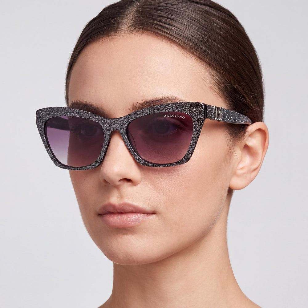 Guess By Marciano Cat Eye Sunglasses Women — side view, Black lens