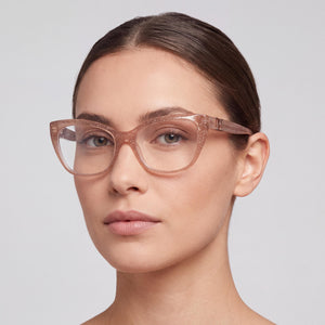 GUESS by Marciano Gm50008 Shiny Beige Eyeglasses Women — lifestyle wear, prescription-ready frame for daily wear