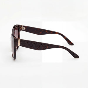 GUESS Classic Oval Sunglasses Women — side view, Non-Polarized Brown lens
