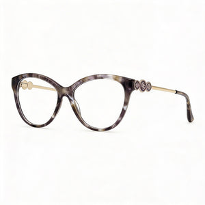Guess Classic Modern Rectangle Eyeglasses Unisex — side view, Gray/Havana Plastic temples
