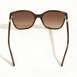 Guess Cat Eye Sunglasses Women — side view, Non-Polarized Dark Havana Gradient Brown lens