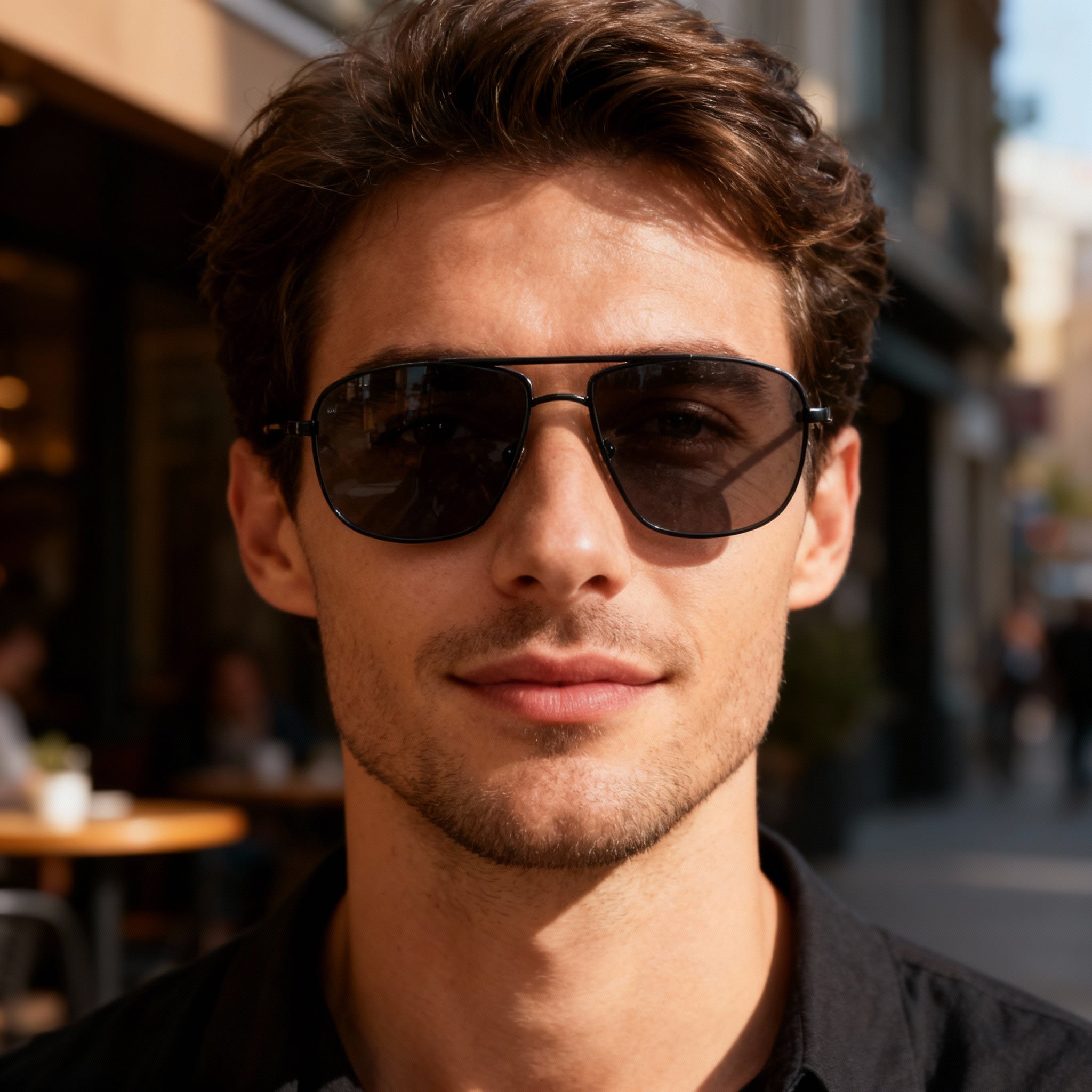 Guess GF0232 Matte Black Aviator Sunglasses for Men, 66mm, Photo 3