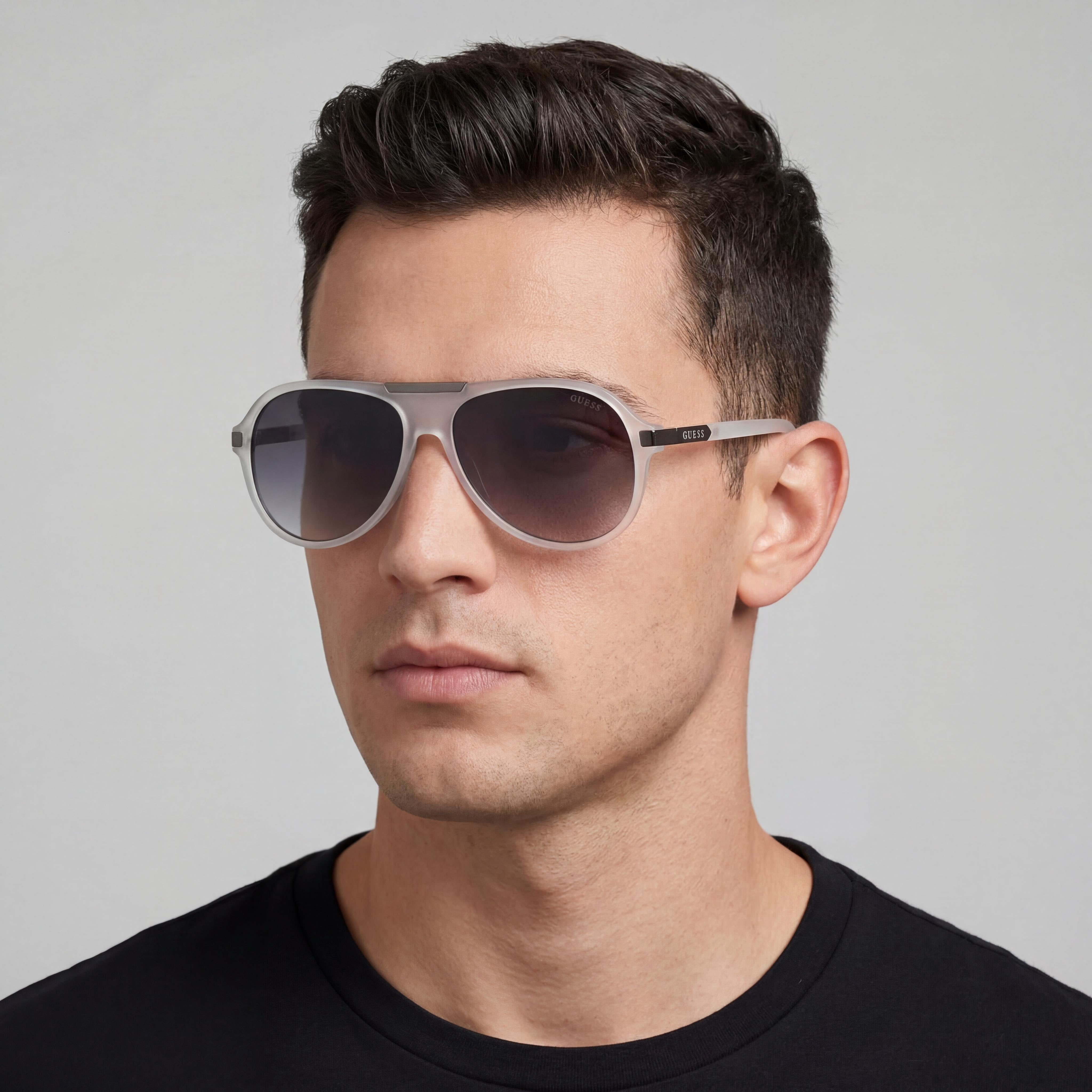 Guess GF0237 Plata / Gafas de sol aviador para hombre, 57mm, Photo 4