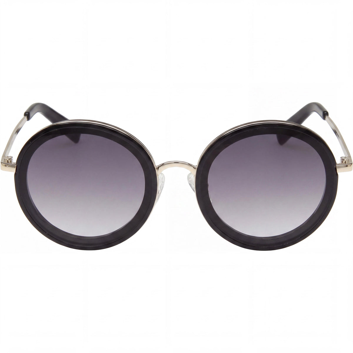 Gafas de sol GUESS modernas para mujer, montura de metal brillante negra, lentes degradadas humo doradas, protección UV, Photo 2