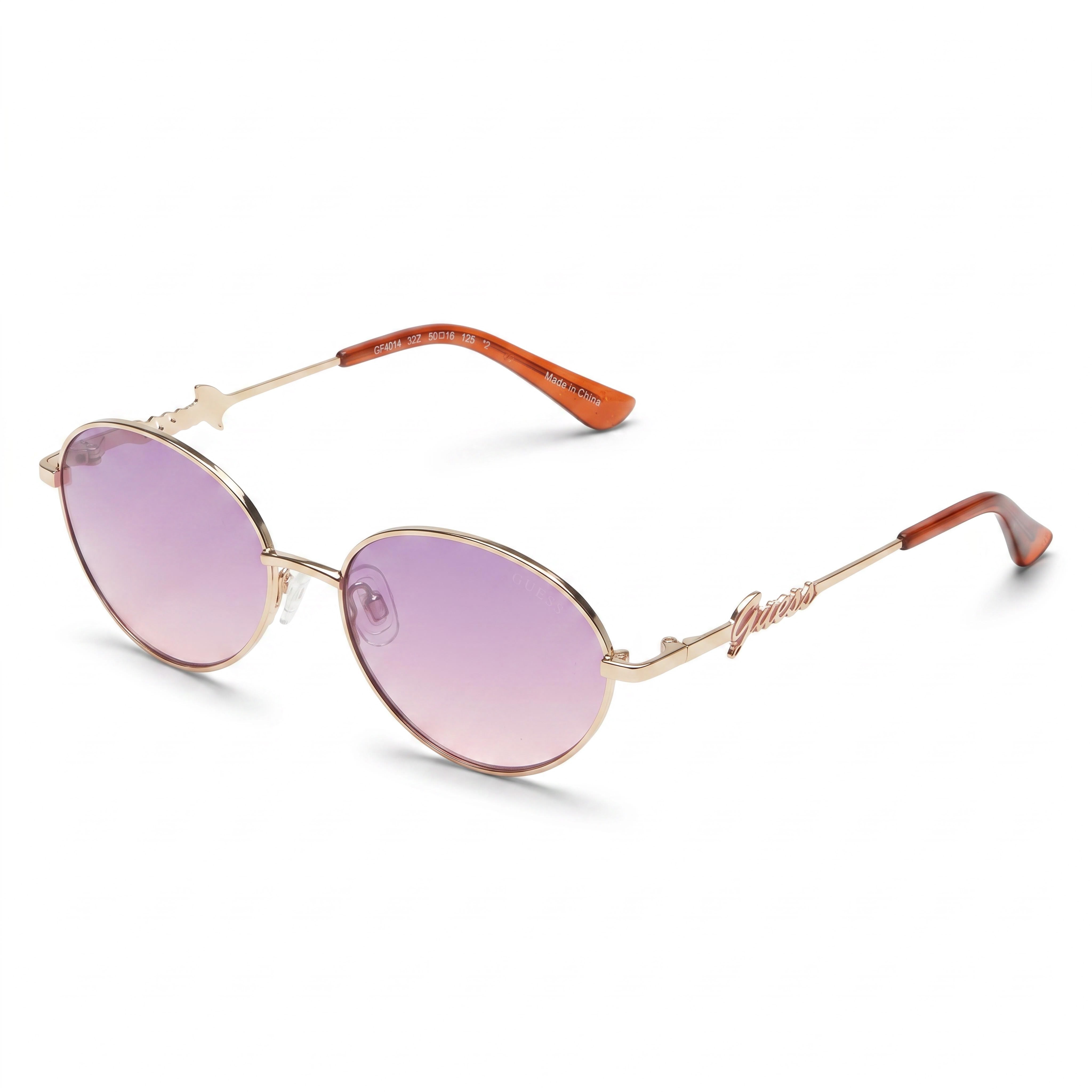 Guess GF4014 Gold Violet Round Sunglasses for Women, 50mm, Photo 1