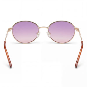 Guess GF4014 Round Sunglasses for Women — interior view, Violet lens detail