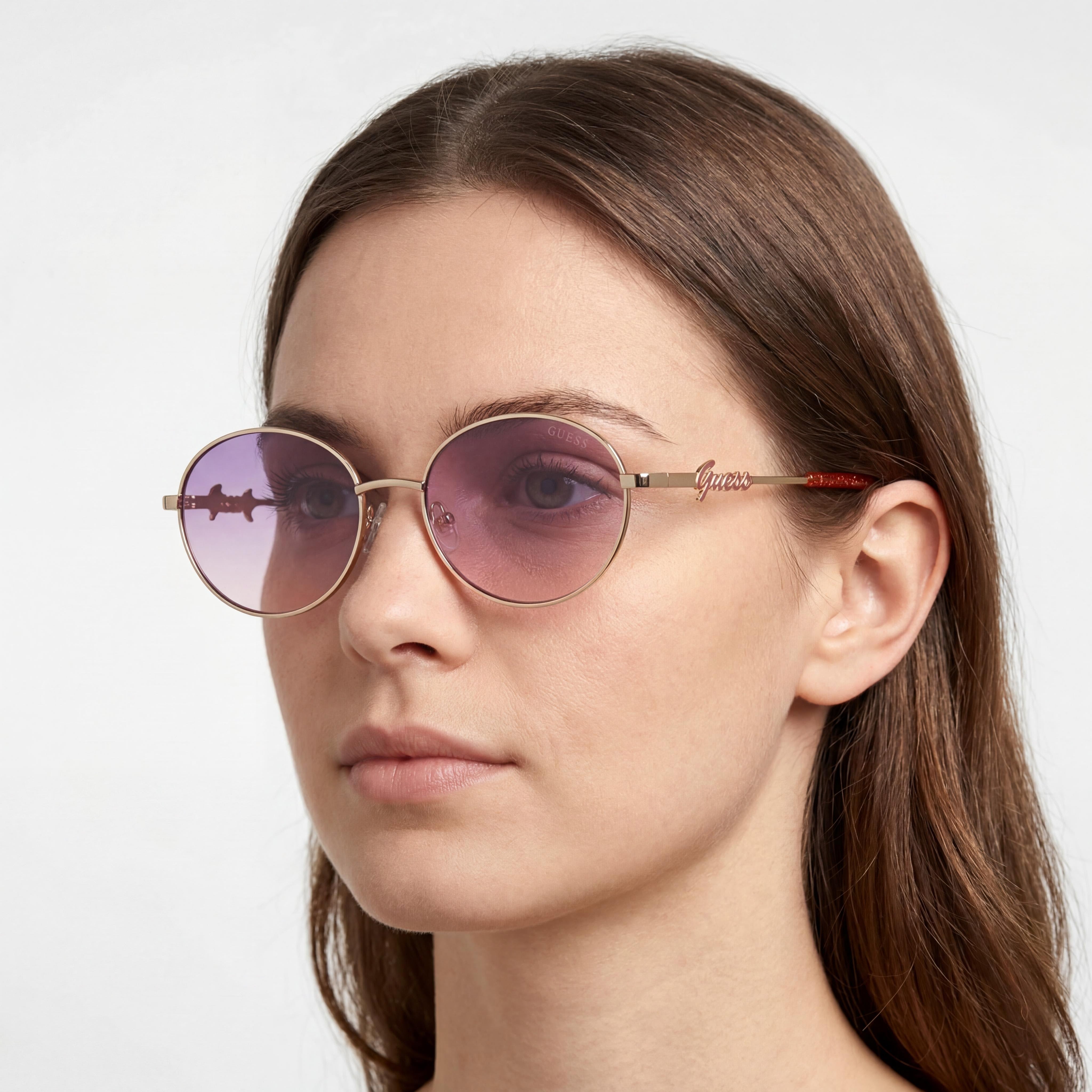 Guess GF4014 Gold Violet Round Sunglasses for Women, 50mm, Photo 5