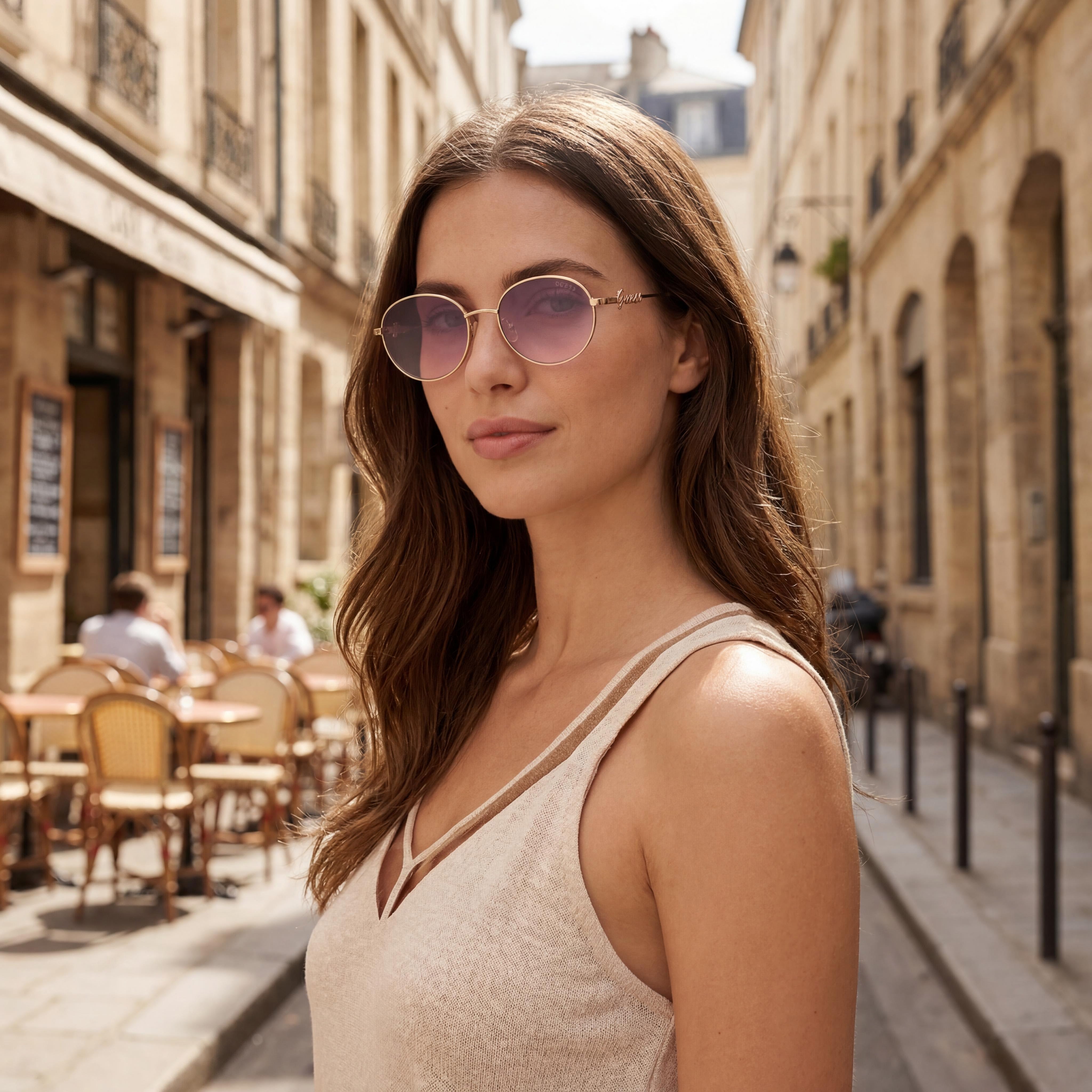 Guess GF4014 Gold Violet Round Sunglasses for Women, 50mm, Photo 6