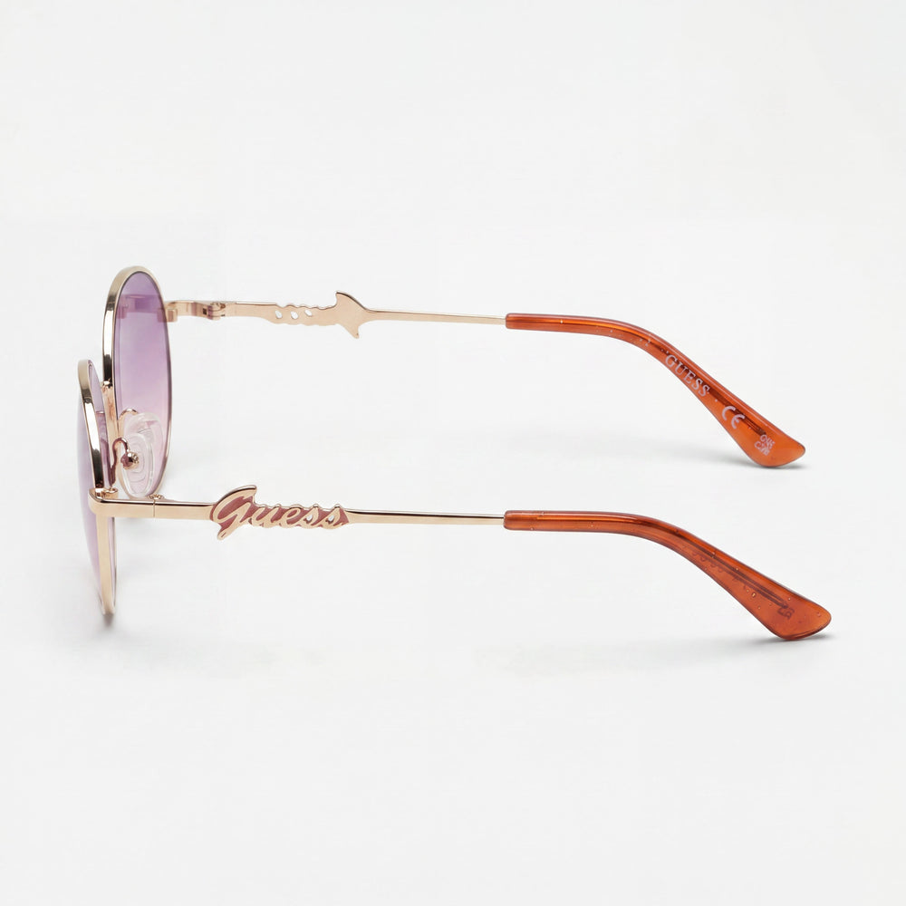 Guess GF4014 Round Sunglasses Women — side view, Violet lens