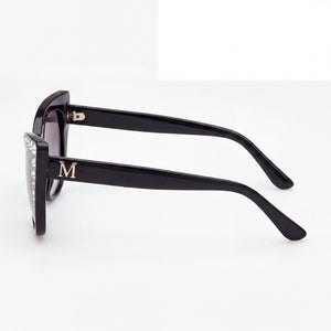 Guess Gm00000 Rectangle Sunglasses Women — side view, Non-Polarized Black lens