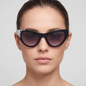 Guess Gm00025 Cat Eye Sunglasses Women — side view, Non-Polarized Black lens