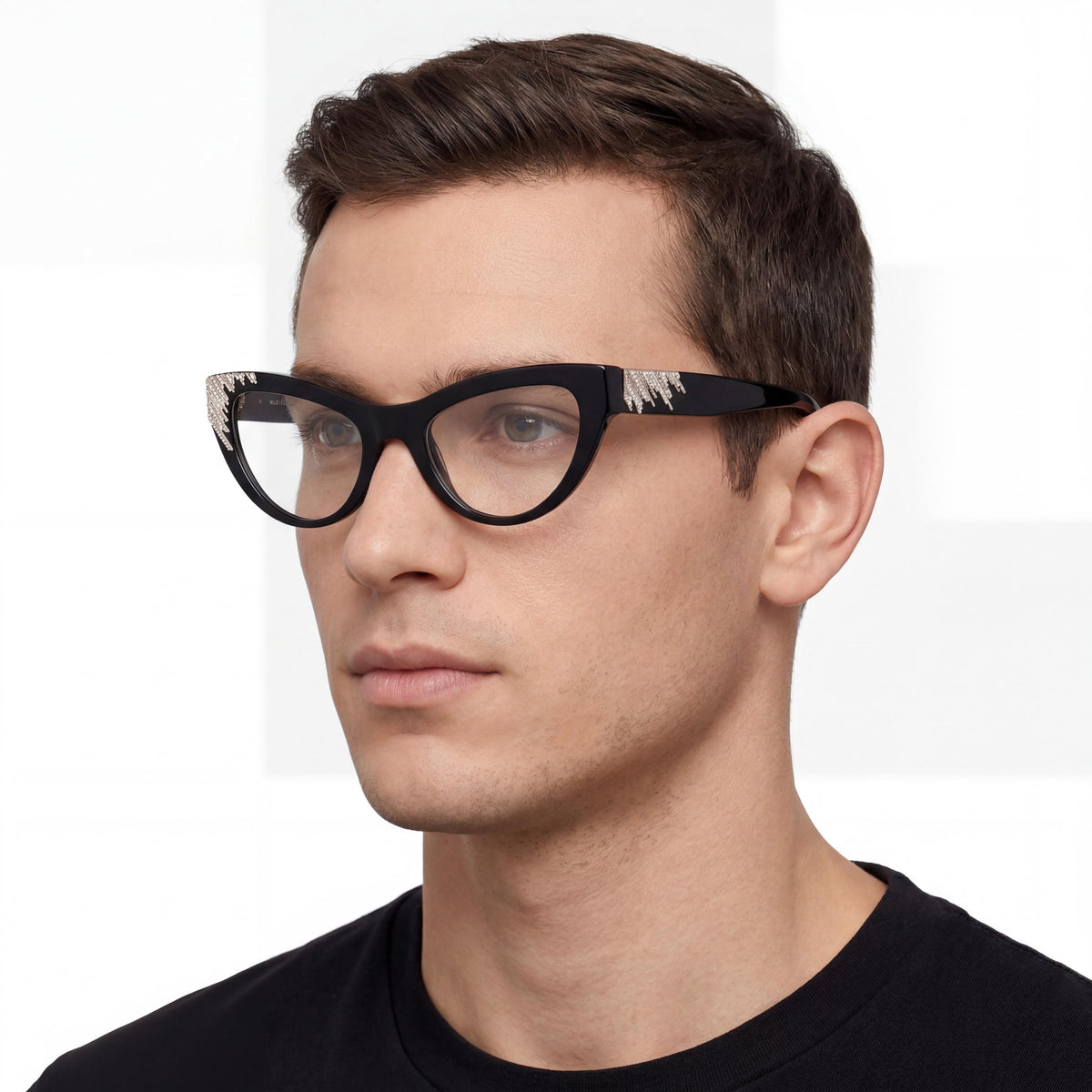 Guess GM50036 Shiny Black Cat Eye Eyeglasses for Men, 52mm, Photo 5