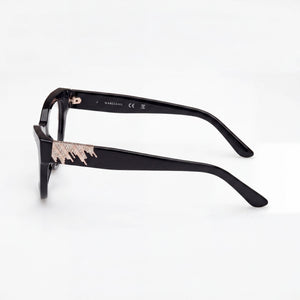 Guess GM50036 Cat Eye Eyeglasses Men — side view, Black Plastic temples