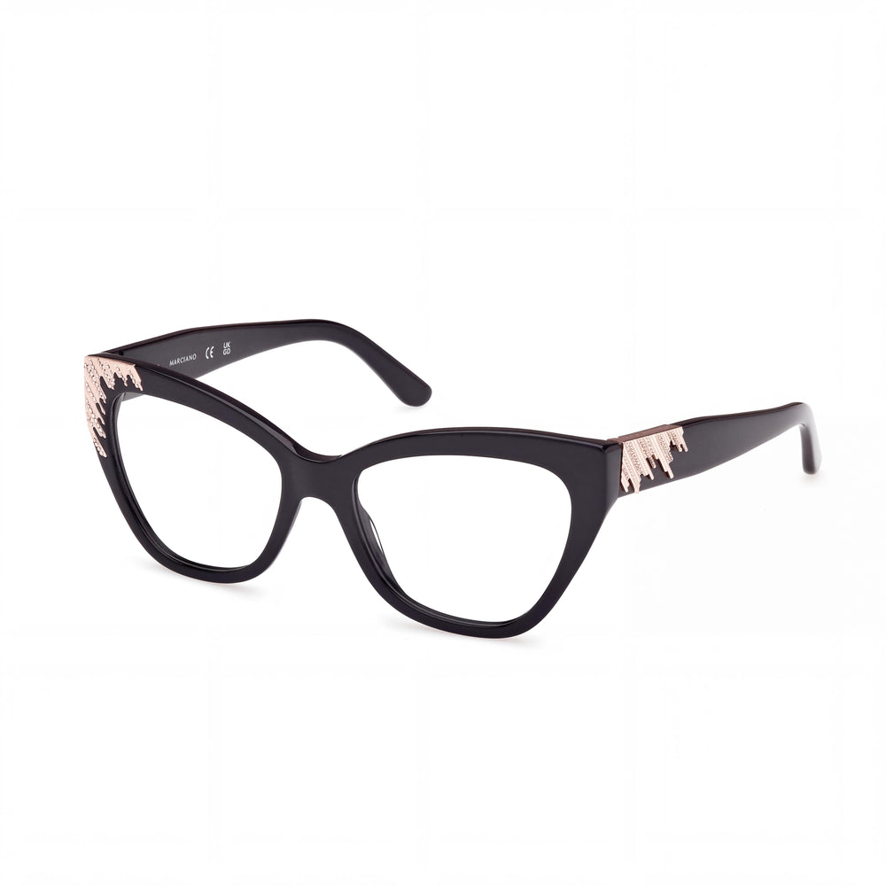 Guess GM50037 Shiny Black Cat Eye Eyeglasses for Women, Plastic frame