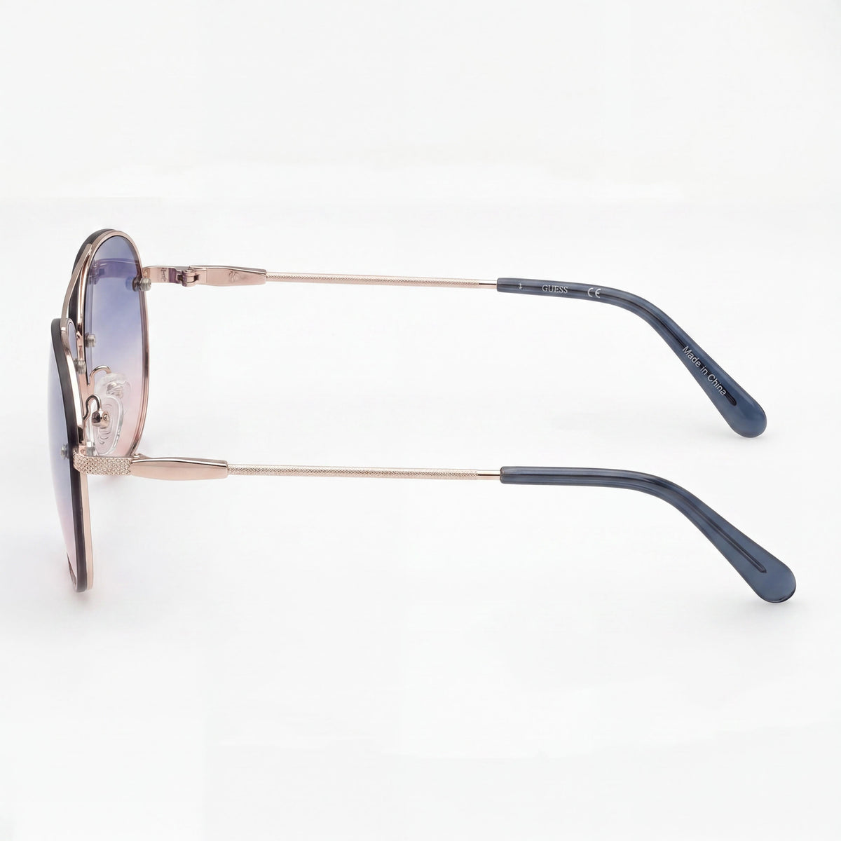 Guess Shiny Rose Gold, Gradient Blue Aviator Sunglasses Unisex, 63mm, Photo 3