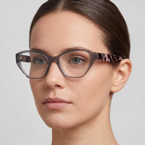 Guess Cat Eye Eyeglasses for Women — interior view, Polycarbonate demo lenses