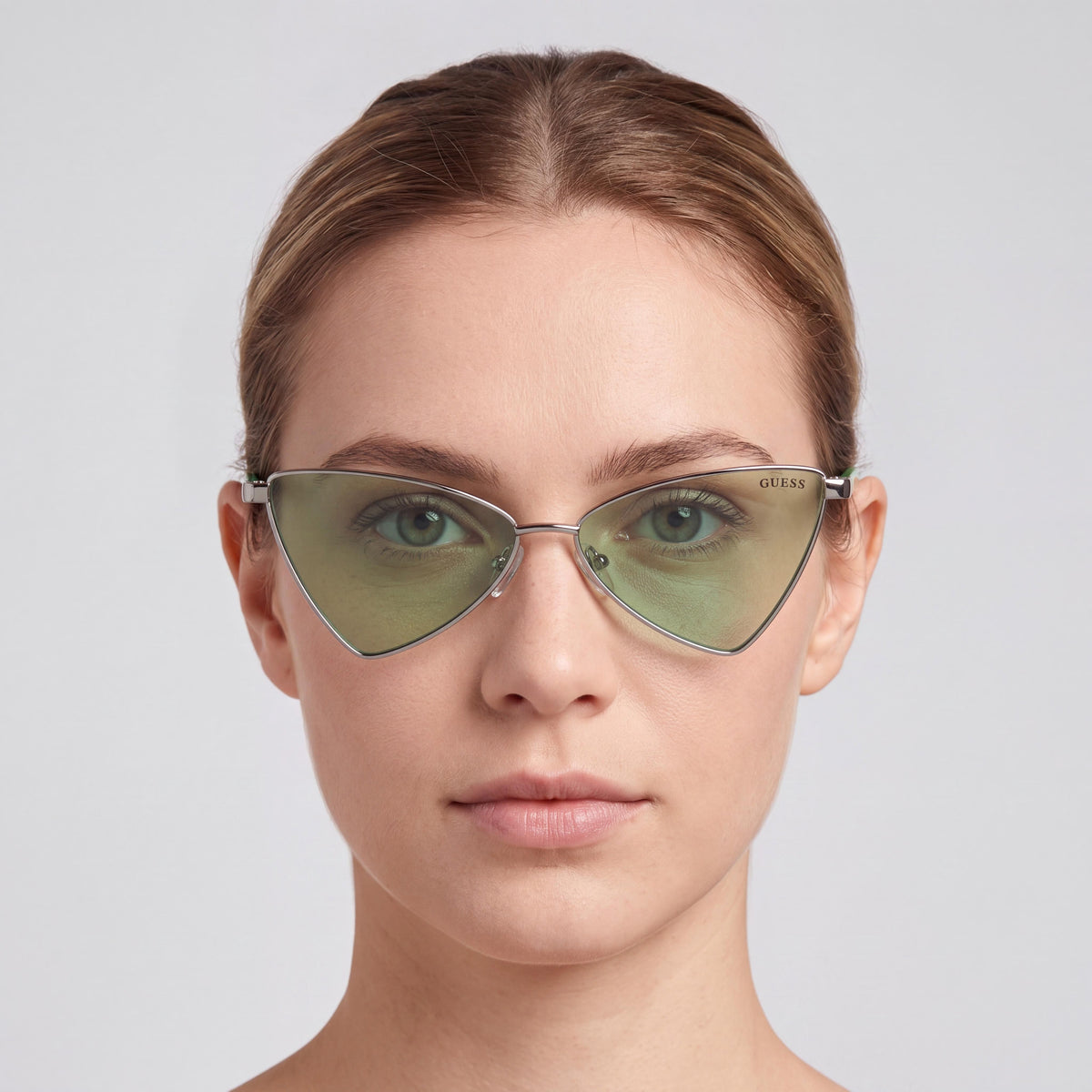 Gafas de sol Guess para mujer, estilo ojo de gato, color gris plomo brillante, 55 mm, Photo 5