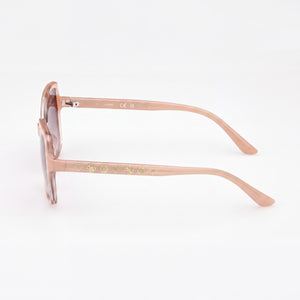 Guess GU00100 Round Sunglasses Women — side view, Normal Gradient Brown lens