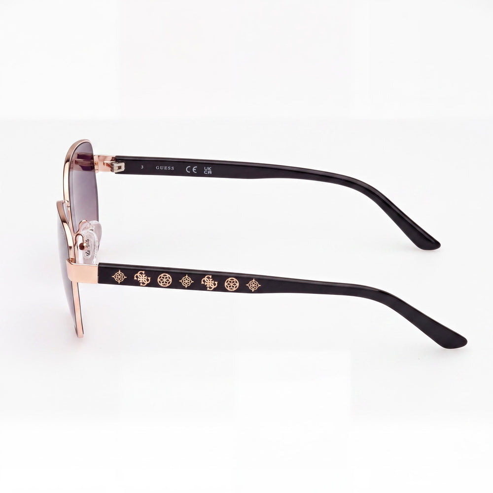 Guess GU00102 Rectangle Sunglasses Women — side view, Non-Polarized Gradient Smoke lens