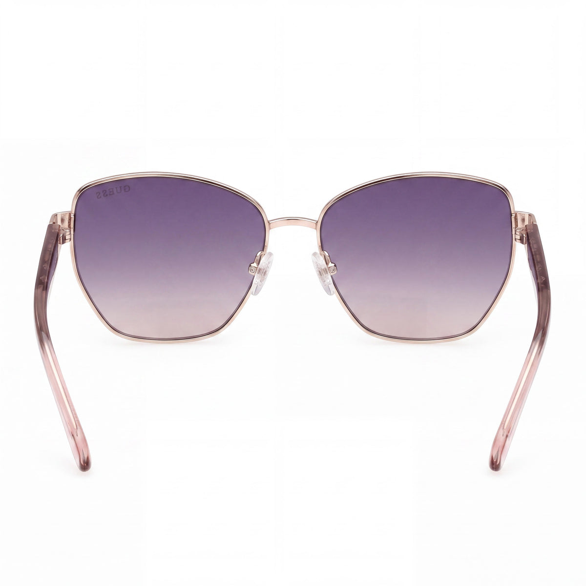 GUESS Gafas de sol casuales para mujer, de metal gris con lentes morados con protección UV, 56 mm, Photo 3