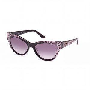 Guess GU00112 Black Cat Eye Sunglasses for Men, gradient smoke lens