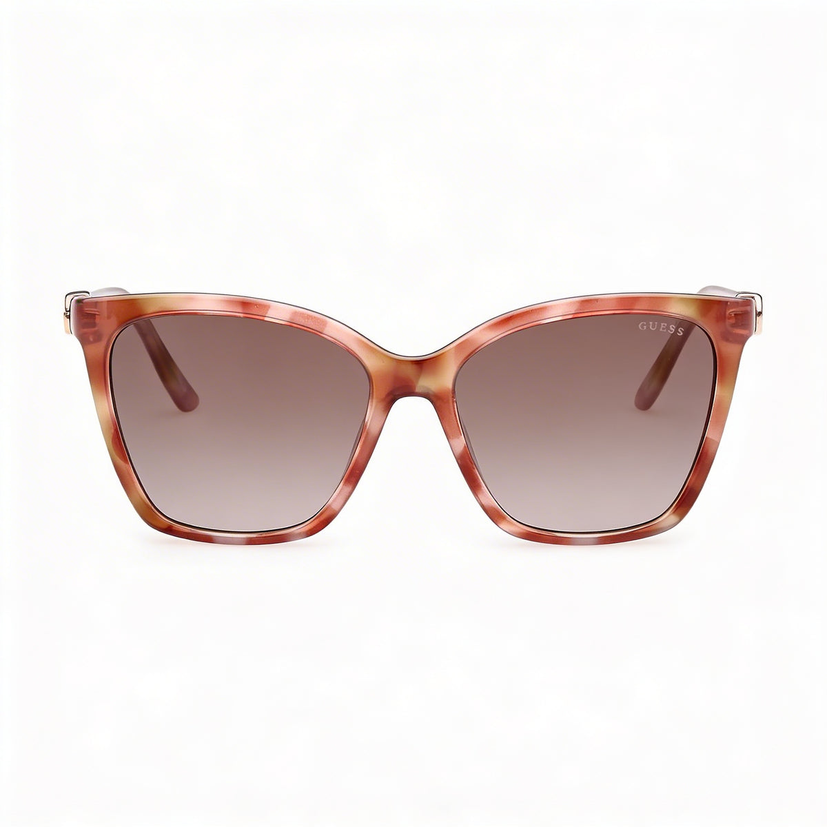 Gafas de sol de plástico 100% UV GUESS para mujer, montura Avana marrón claro, lentes degradadas marrones, 56 mm, Photo 2