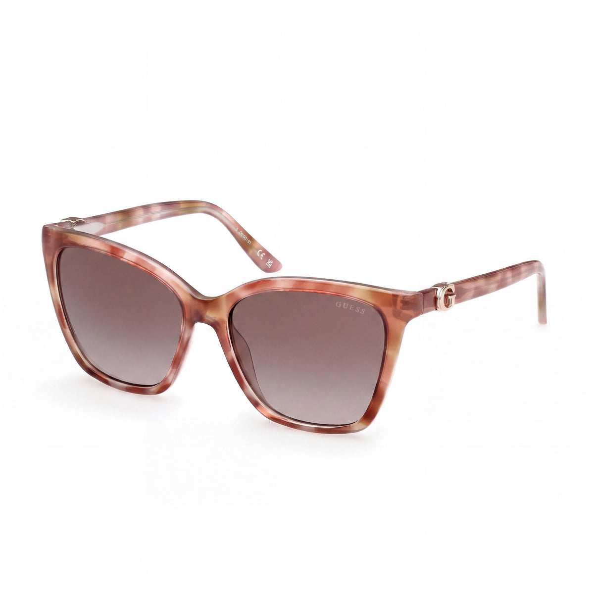 Gafas de sol de plástico 100% UV GUESS para mujer, montura Avana marrón claro, lentes degradadas marrones, 56 mm, Photo 1