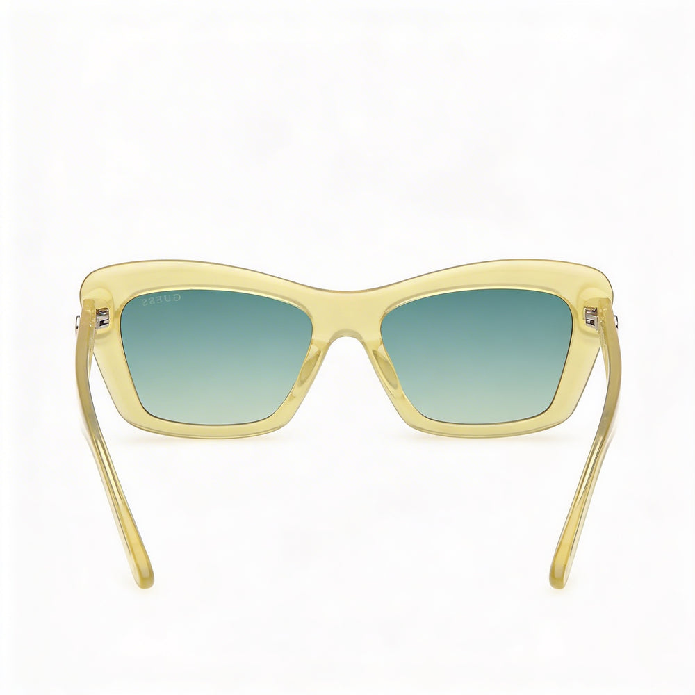 Guess GU00195 Rectangle Sunglasses Women — side view, Non-Polarized Gradient Green lens