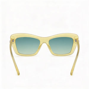 Guess GU00195 Rectangle Sunglasses Women — side view, Non-Polarized Gradient Green lens