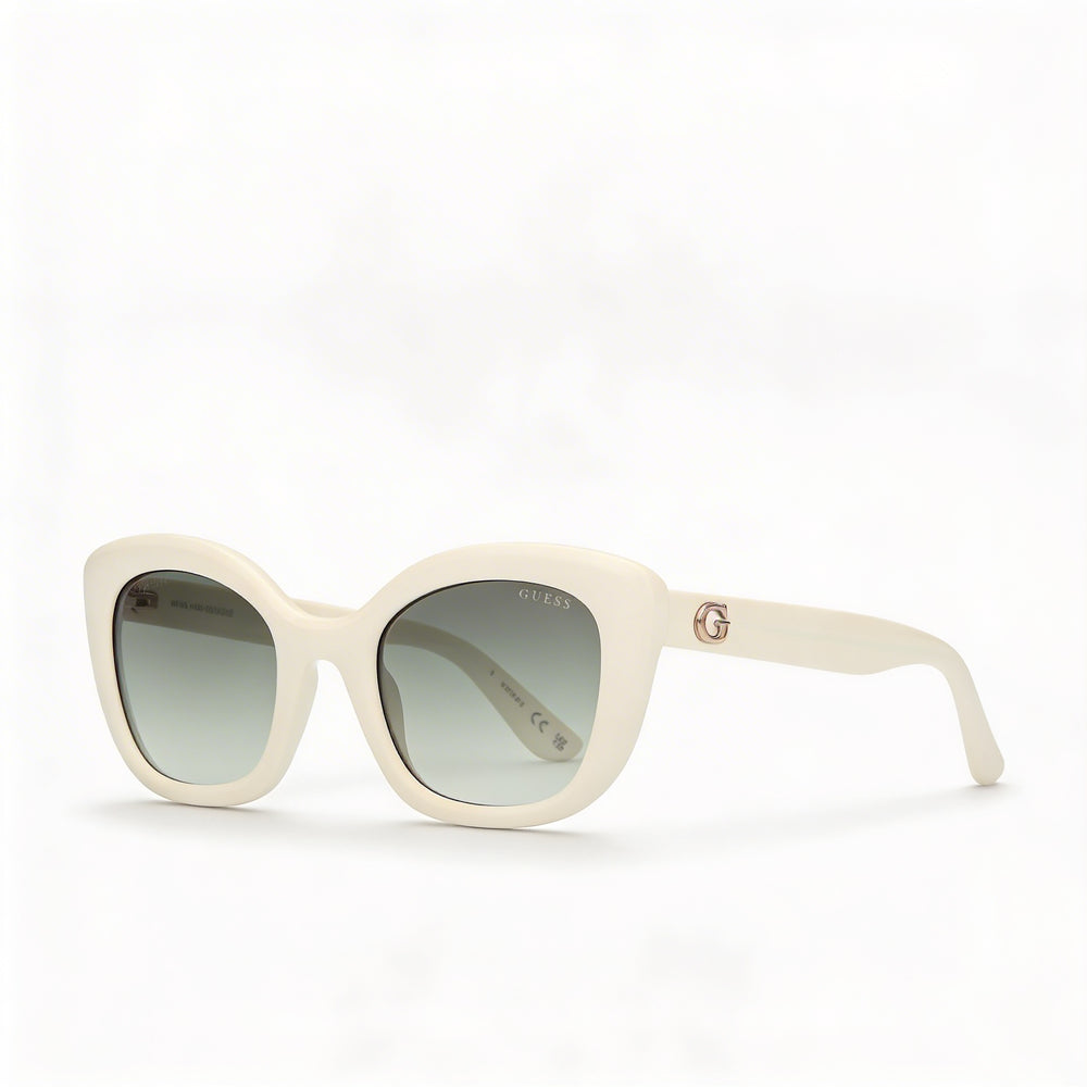 Guess GU00196 White Square Sunglasses for Women, Gradient Green lens