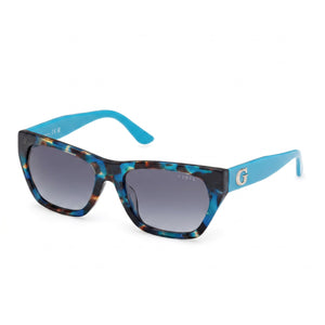 Guess Gu00203-h Turquoise Havana Cat Eye Sunglasses for Women, Gradient Green lens