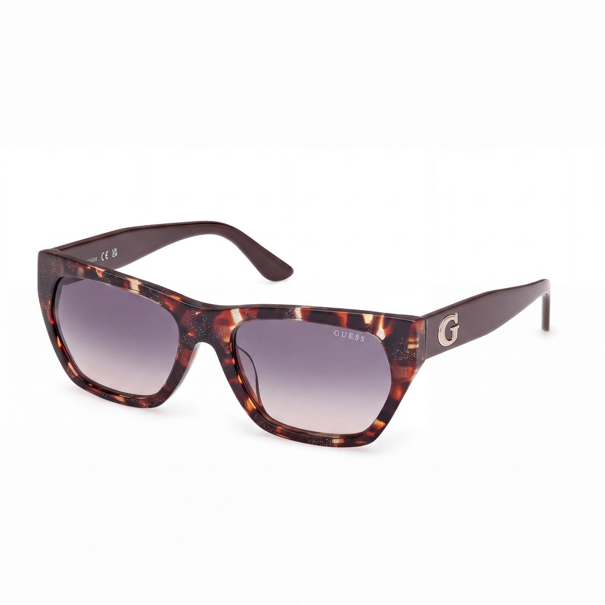 GUESS GU00203-H Gafas de sol unisex hexagonales de acetato con protección UV, habana oscuro, lentes ahumadas degradadas de 56 mm, Photo 1