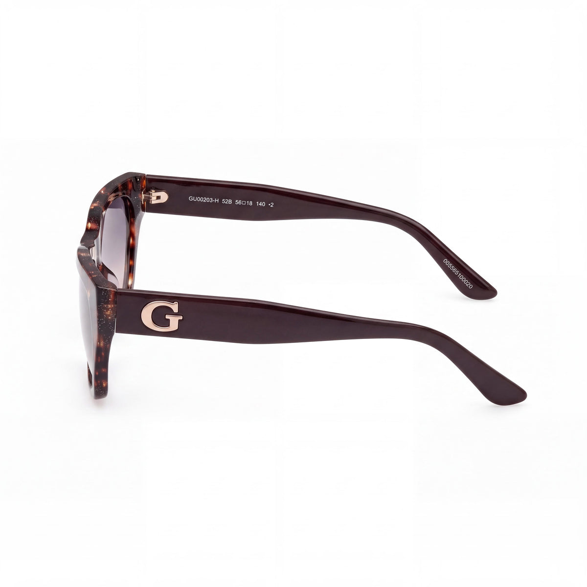 GUESS GU00203-H Gafas de sol unisex hexagonales de acetato con protección UV, habana oscuro, lentes ahumadas degradadas de 56 mm, Photo 3