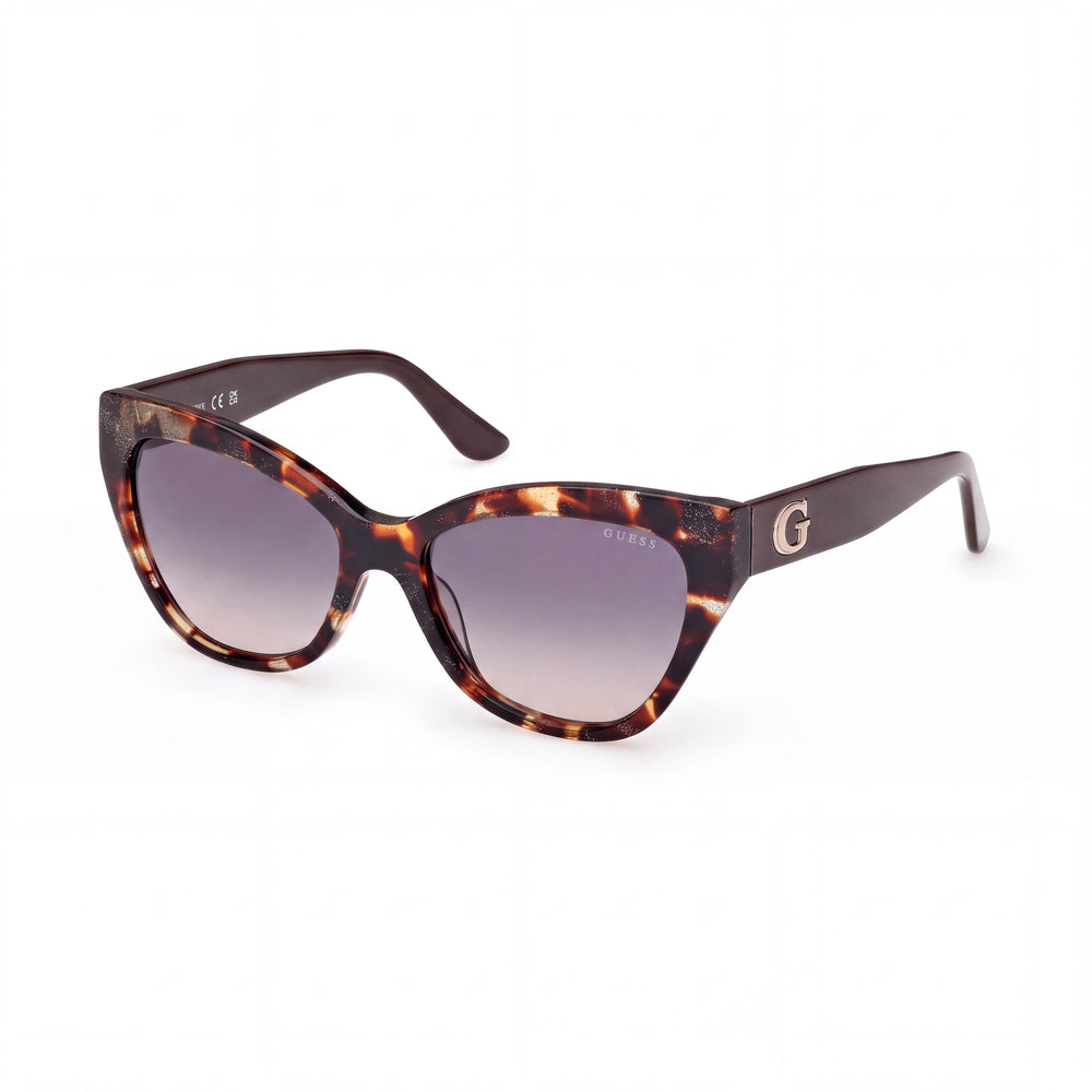 Guess GU00204 Havana Rectangle Sunglasses for Women, Gradient Smoke lens