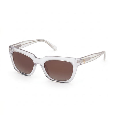 Guess Gu00206 Transparent Rectangle Sunglasses Unisex, Gradient Brown lens