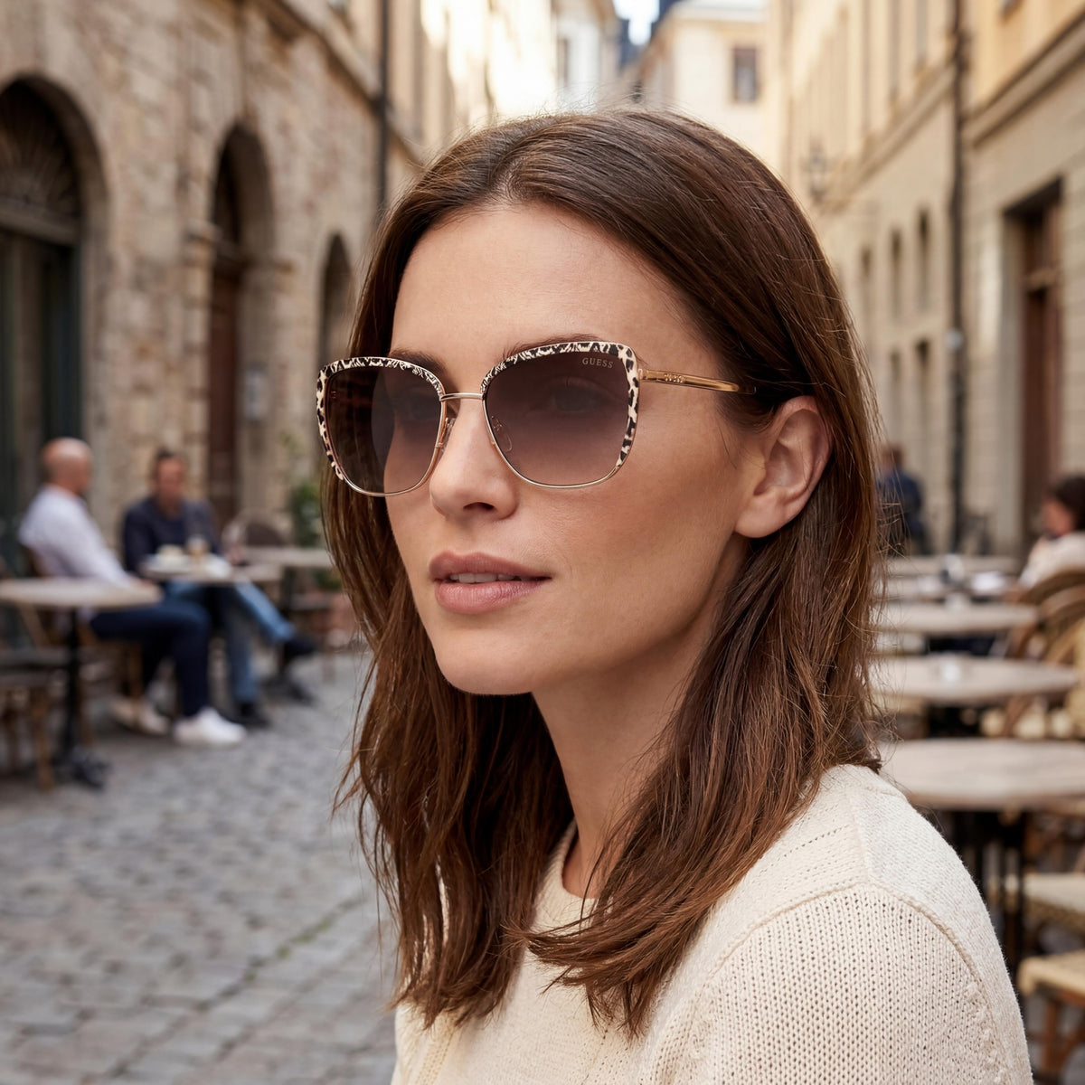 Gafas de sol Guess GU00218 tipo ojo de gato en oro rosa brillante, unisex, 57 mm, Photo 6