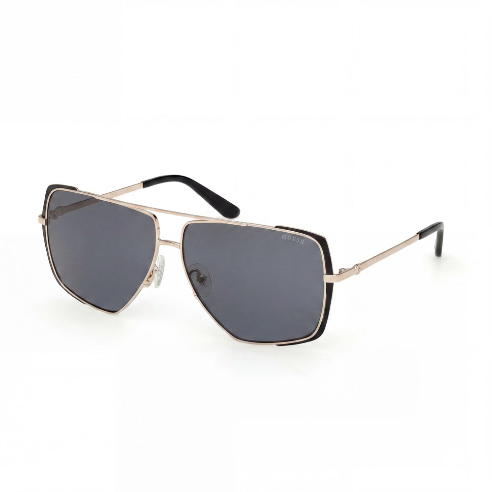 Guess GU00220 Silver Aviator Sunglasses Unisex, Smoke lens