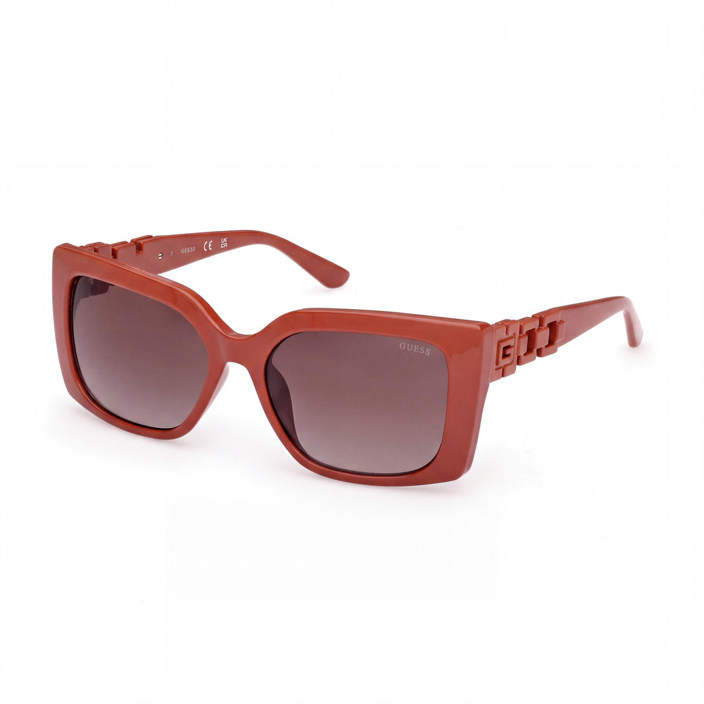 Guess GU00265-H Orange Rectangle Sunglasses for Women, Gradient Brown lens