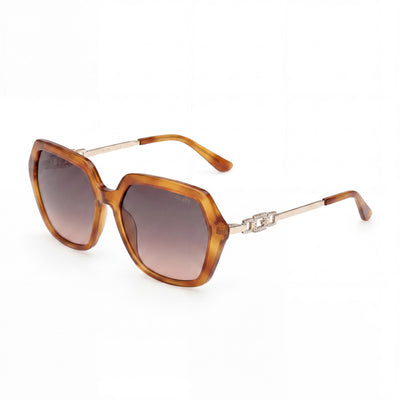 Guess GU00267 Havana Square Sunglasses for Women, Gradient Brown lens