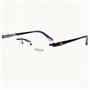 Guess Gu2338-pur-53 Oval Eyeglasses Unisex — side view, Brown Metal temples