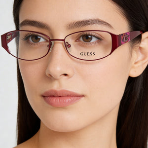 Guess GU2411 Rectangle Eyeglasses for Women — interior view, demo lenses