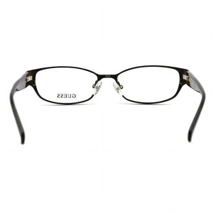 Guess GU2412 Oval Eyeglasses Unisex — side view, Havana Metal temples