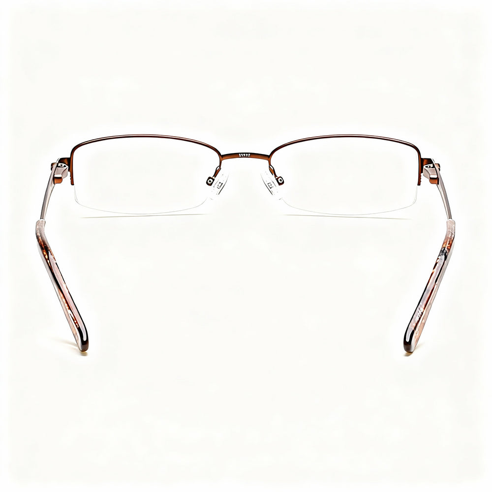 Guess GU2525 C50 Rectangle Eyeglasses Unisex — side view, Brown Metal temples