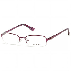 Guess Gu2525 C50 Violet Rectangle Eyeglasses Unisex, Metal frame