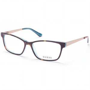 Guess Gu2538 Havana Rectangle Eyeglasses for Women, Plastic frame
