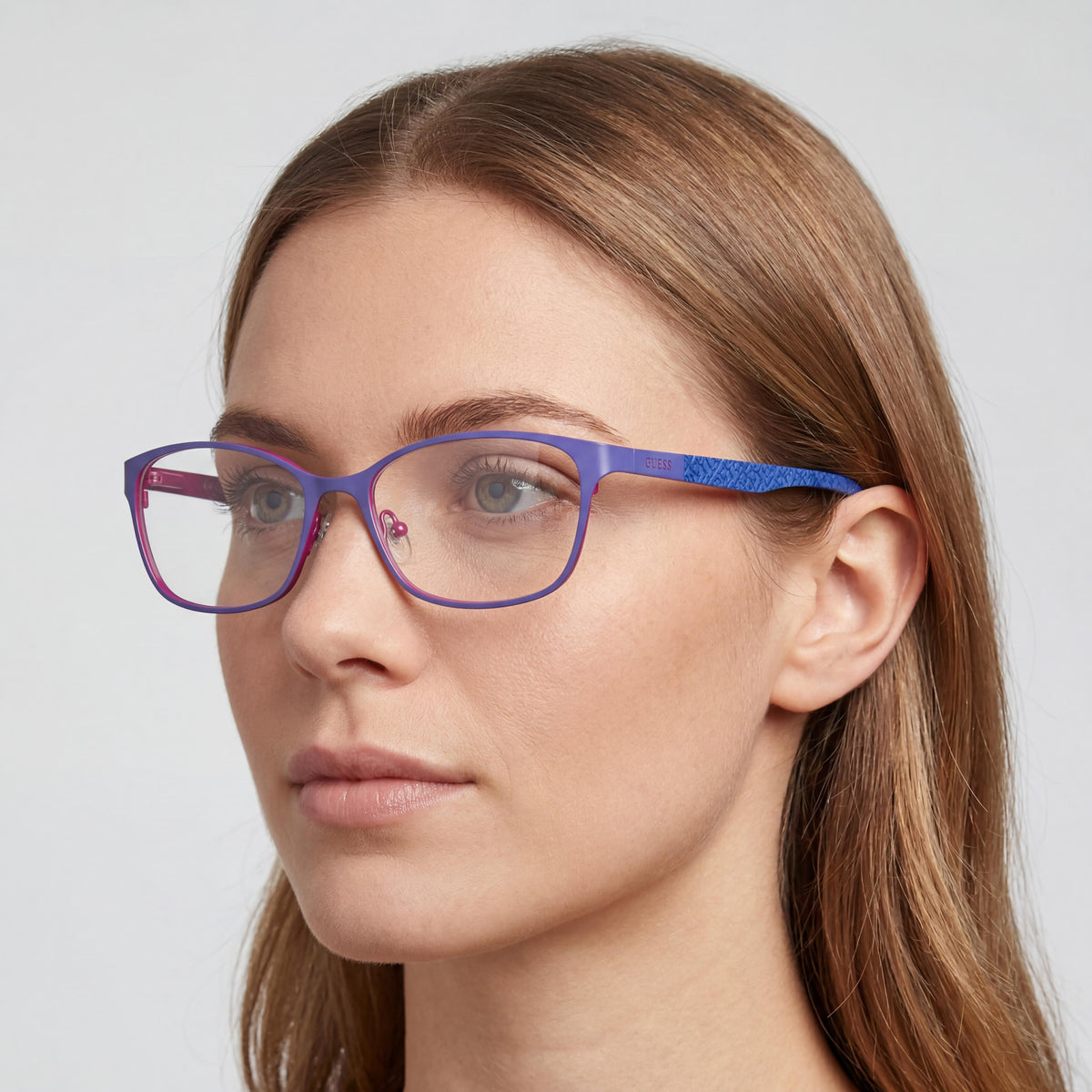 Guess GU2563 Matte Blue Rectangle Eyeglasses for Women, 52mm, Photo 5