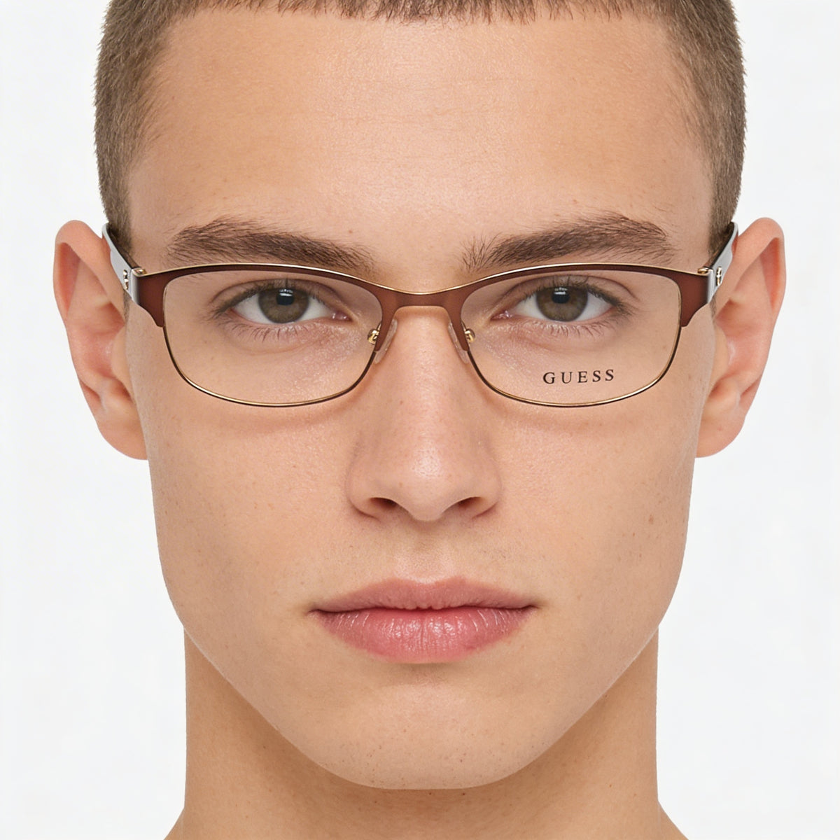 Guess Gu2614 Matte Dark Brown Rectangle Eyeglasses Unisex, 52mm, Photo 3