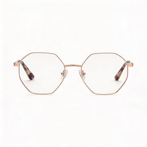 Guess GU2849 Square Eyeglasses Women — side view, Gold Metal temples